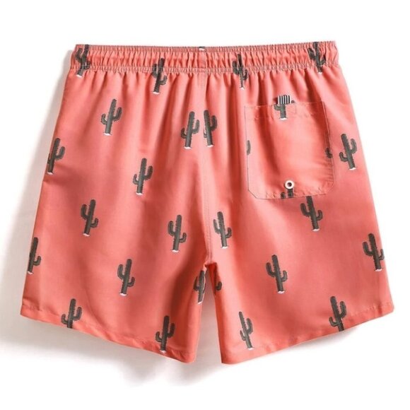 Coral Pink Mens Swim Trunks - Picture 2 of 4